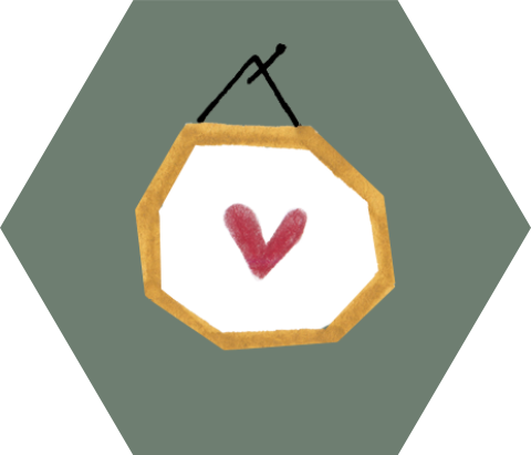 Hexagon sticker fotolijstje hartje | 30 stuks